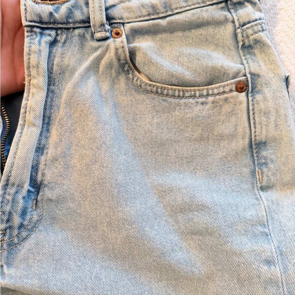 H&M Y2K Divided High Waist Light Blue Ripped Wide-Leg Jeans Size 4 Like New - Picture 6 of 9